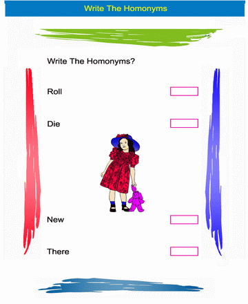 Homonym Word 21 Sheet