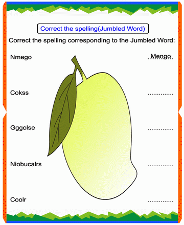 Jumbled Words 29 Sheet