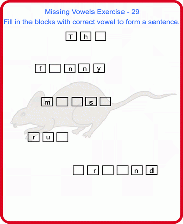 Missing Vowels 29 Sheet