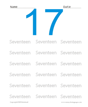 Number Word Worksheet 17 Sheet