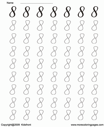 Number Writing Dot To Dots 8 Sheet