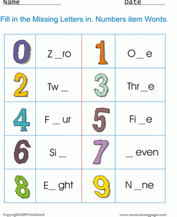 Numbers Worksheet Sheet