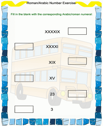 Roman Numbers 19 Sheet