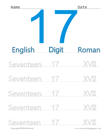 Roman Numerals 17 Sheet