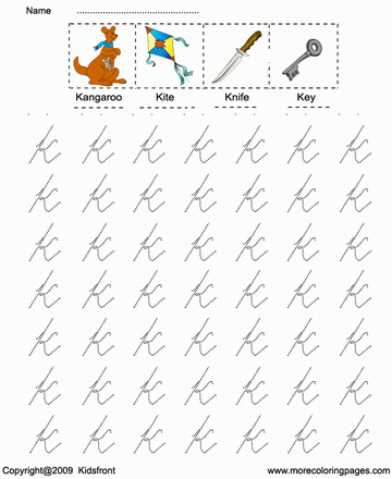 Small Letter With Picture K Sheet