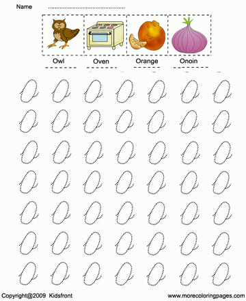 Small Letter With Picture O Sheet