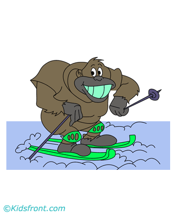 Ape Skiing Coloring Pages
