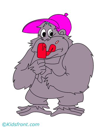 Ape Eating Ice Cream Coloring Pages