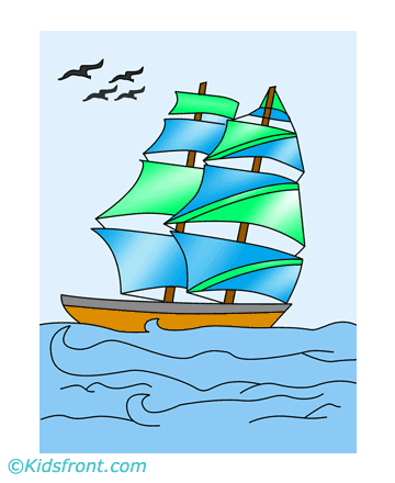 Big Blue Boat Coloring Pages