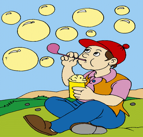 Boy Playing With Bubbles Coloring Pages