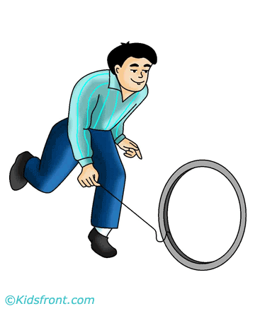 Boy Playing With Circle Coloring Pages