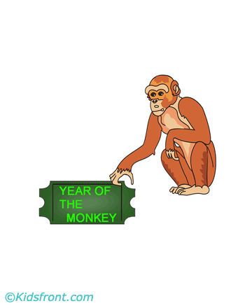 Chinese Year Monkey Coloring Pages