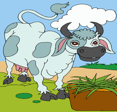 Cow Eating Grass Coloring Pages