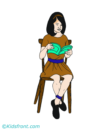 Girl Reading A Book Coloring Pages
