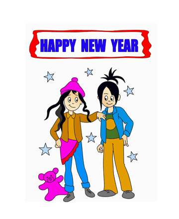 New Year With Friend Coloring Pages