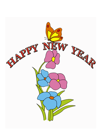 New Year Flowers Coloring Pages