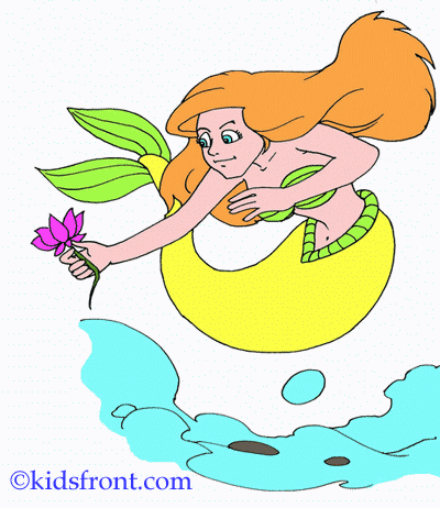 Mermaid With Flower Coloring Pages