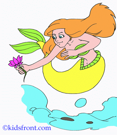 Mermaid With Fish Coloring Pages