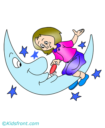 Lovely Moon Riding Coloring Pages