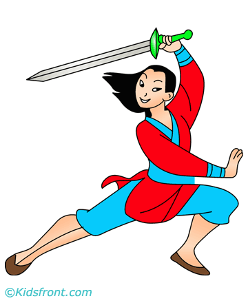 Fighting Mulan Coloring Pages