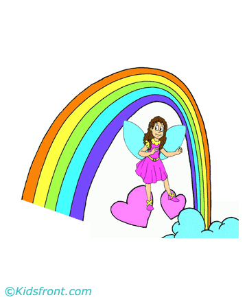 Fairy On Rainbow Coloring Pages