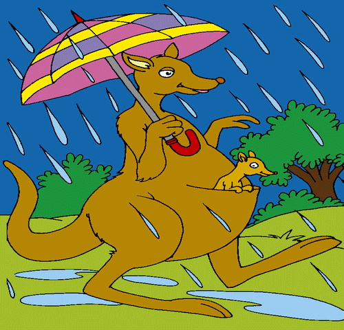 Kangaroo In Rain Coloring Pages