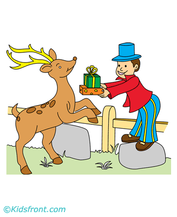 Reindeer Gifts Coloring Pages