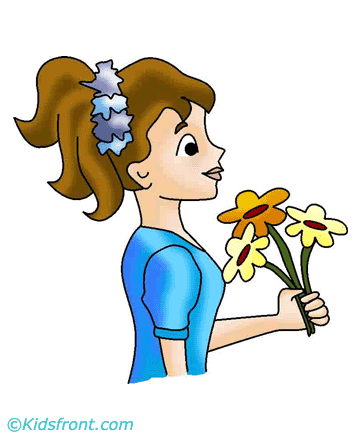 Girl With Yellow Flowers Coloring Pages