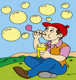 Boy Playing With Bubbles Coloring Pages