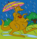 Kangaroo In Rain Coloring Pages