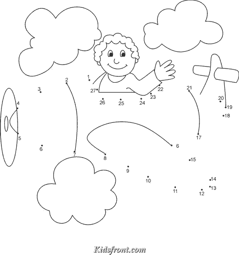 Kids Activity -Join the dots & coloring page for kids.., Black & white Picture