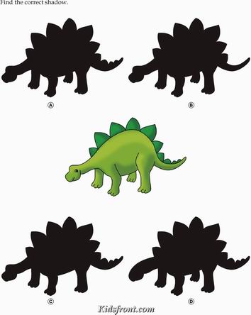 Kids Activity -Match the shadow of Animal(dinasour), Black & white Picture