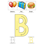 capital alphabet with picture and stroke guide