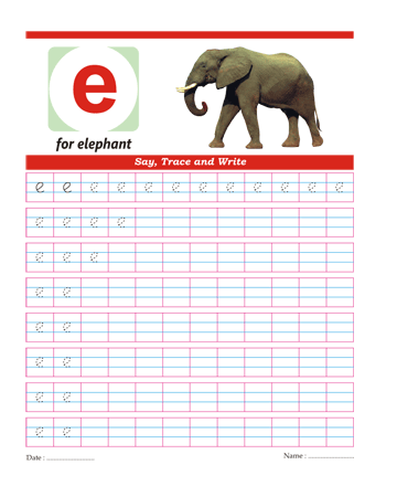 Samll Letter E Sheet