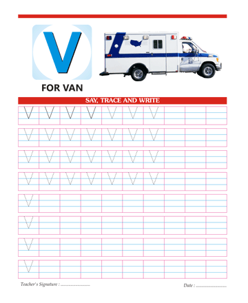 Capital Letter V Sheet