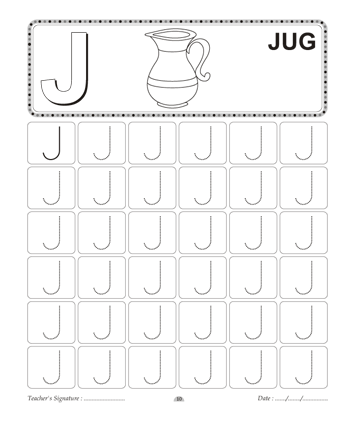 Capital Letter Writing J Sheet