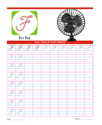 Capital Cursive Letters F Sheet