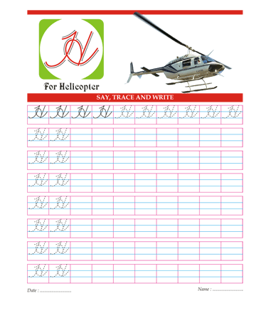 Capital Cursive Letters H Sheet