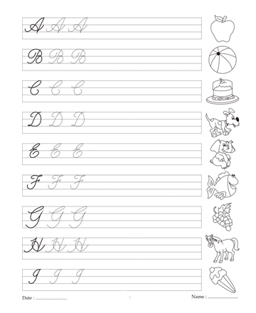 Cursive Writing Book 1 Printable Coloring Worksheet