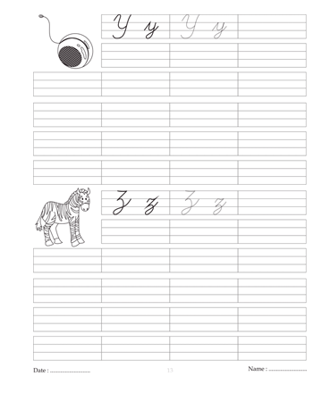 Cursive Writing Book 13 Sheet