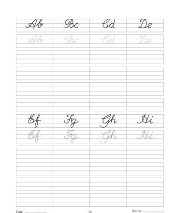 Cursive Writing Book 14 Printable Coloring Worksheet