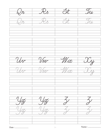 Cursive Writing Book 16 Sheet