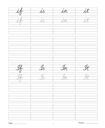 Cursive Writing Book 19 Sheet