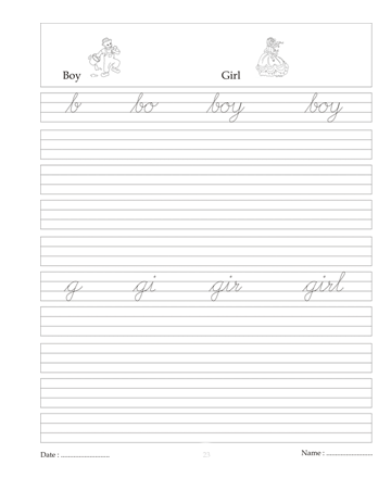 Cursive Writing Book 23 Sheet