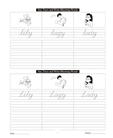 Cursive Writing Book 29 Sheet