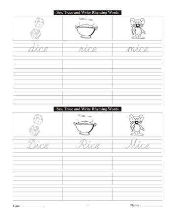 Cursive Writing Book 39 Sheet