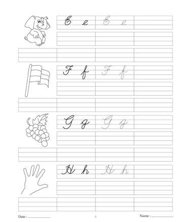 Cursive Writing Book 8 Sheet