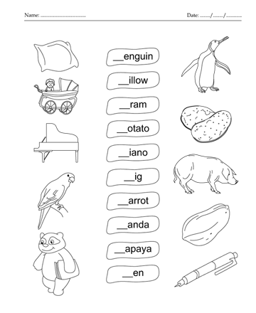 Fill In The Blank Letter P Sheet