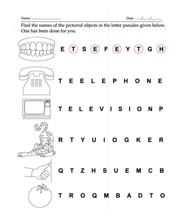 Find The Name Of The Picture 20 Sheet