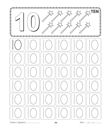 Number Writing 10 Printable Coloring Worksheet